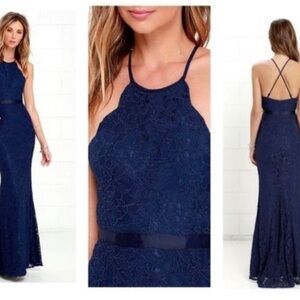 Lulu's Navy Lace Maxi Dress